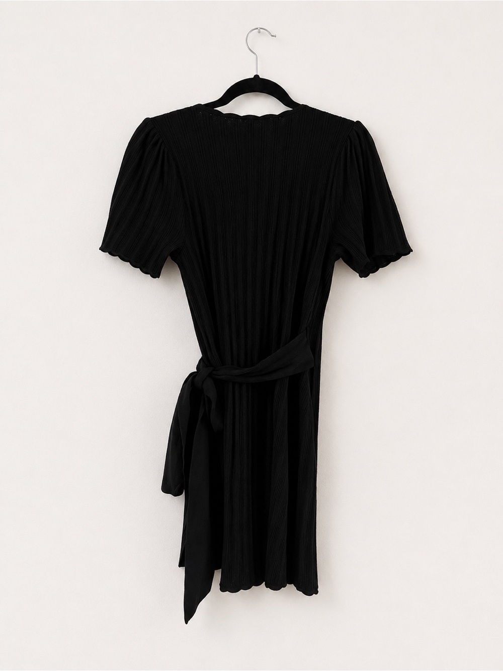SEZANE Luisa Dress Robe Wrap Scalloped Knit Sweater in Black Size Medium - Picture 7 of 12